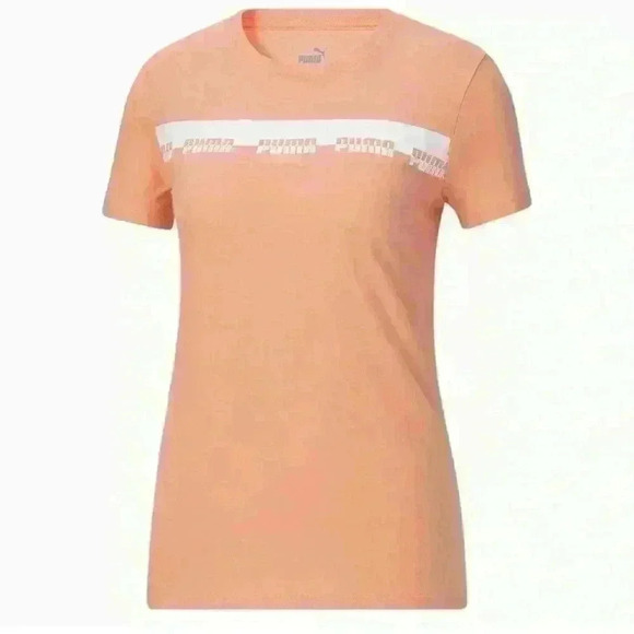 PUMA Womens Script Tee Peach Pink Size L - Picture 4 of 14